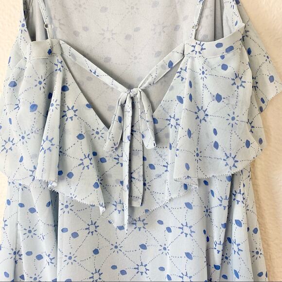 Avec Les Filles Blue Printed Ruffle Back Tie Dress Size XS - Picture 5 of 6